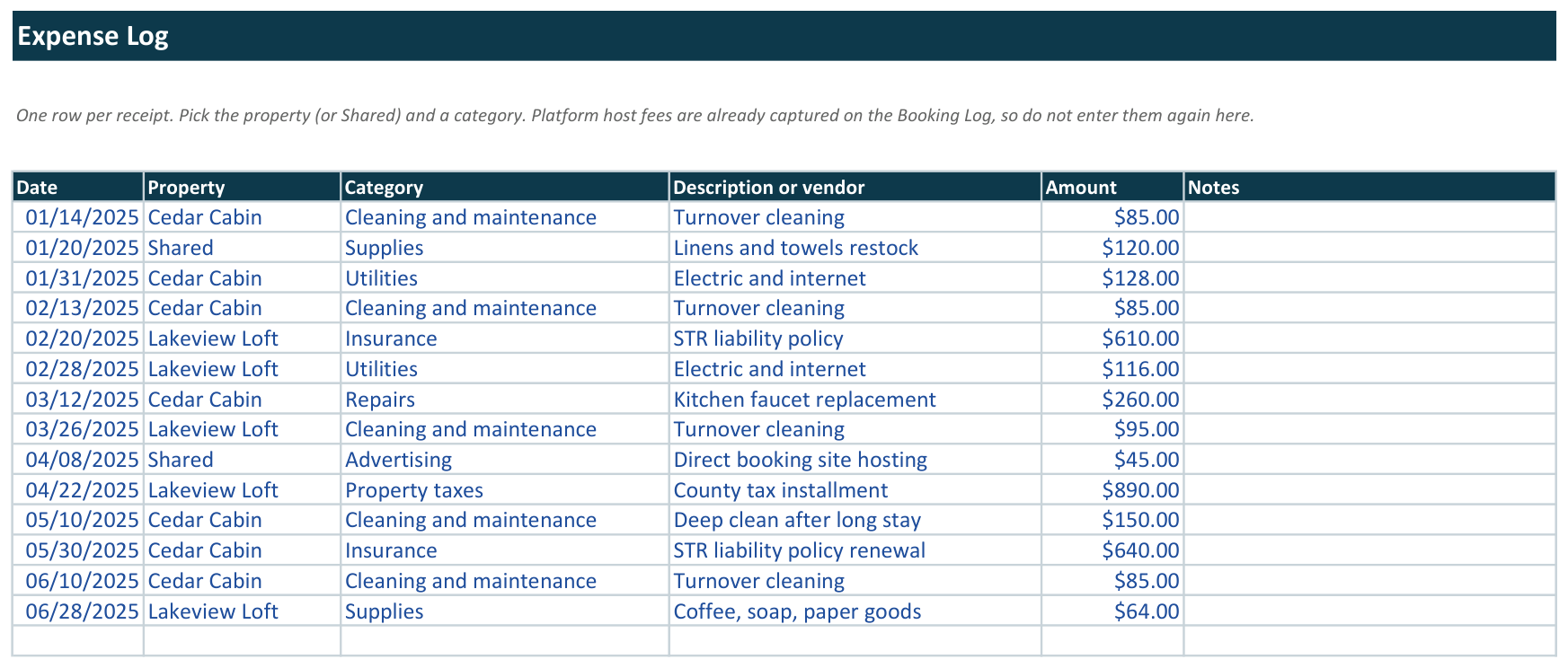 StaySums expense tracker for vacation rental costs